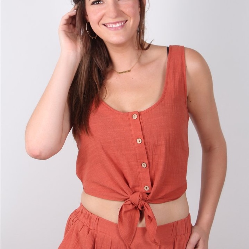 Rust Tied Crop Top
